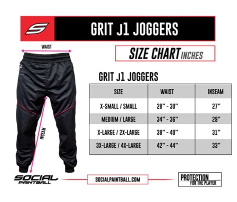 jogging pants size.